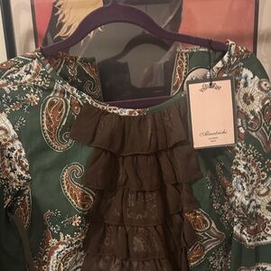 Almatrichi Green Paisley Long Sleeve Dress